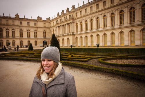 Julia giving me the Thanksgiving face outside of Versailles